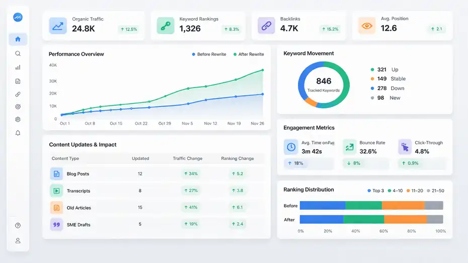 An informative illustration about Why Rewritten Content Can Rank Fast And Why It Often Fails