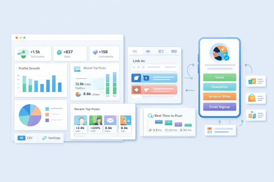 An informative illustration about
Analytics, Link In Bio, And Growth Tracking