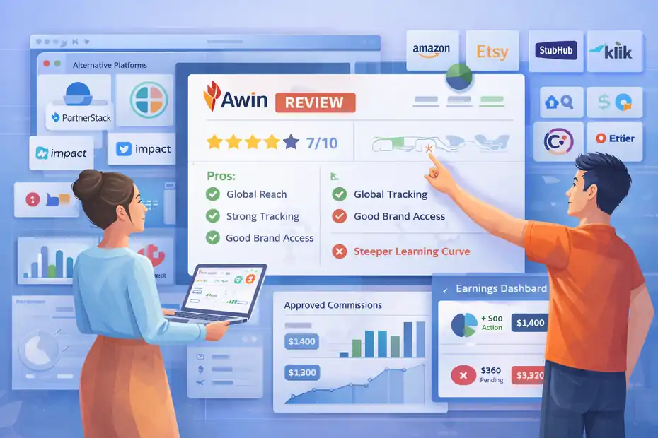 An informative illustration about Awin Affiliate Marketing Platform Review: Real Pros