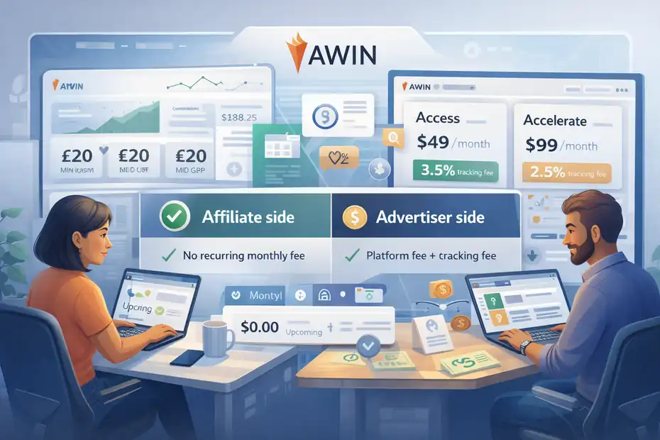 An informative illustration about Awin Pricing And Fees Explained For Affiliates