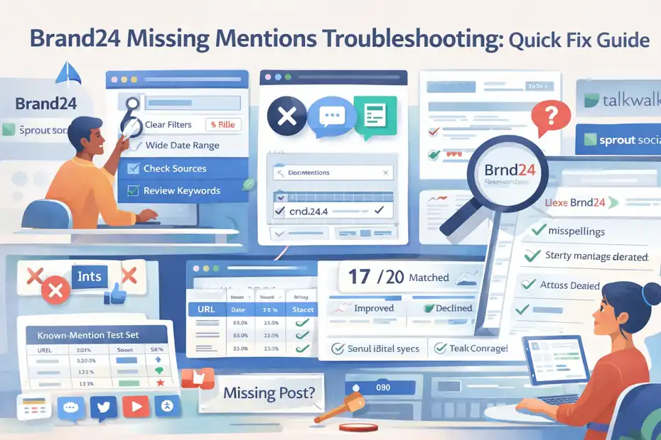 An informative illustration about Brand24 Missing Mentions Troubleshooting Quick Fix Guide
