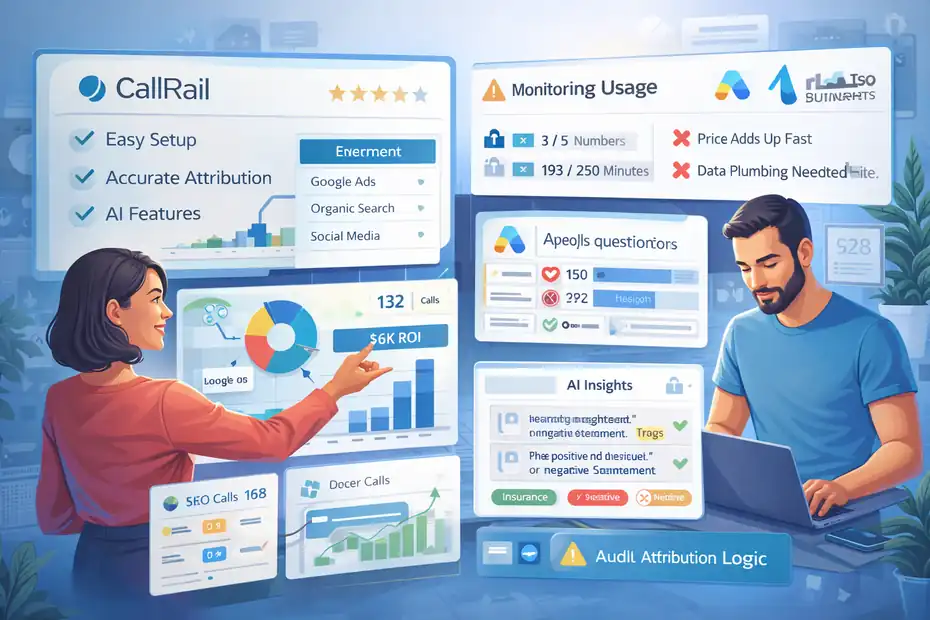 An informative illustration about CallRail Pros And Cons For Businesses: What Matters Most