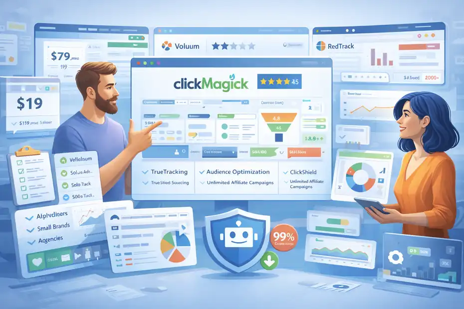 An informative illustration about ClickMagick Affiliate Tracking Software Review For 2026