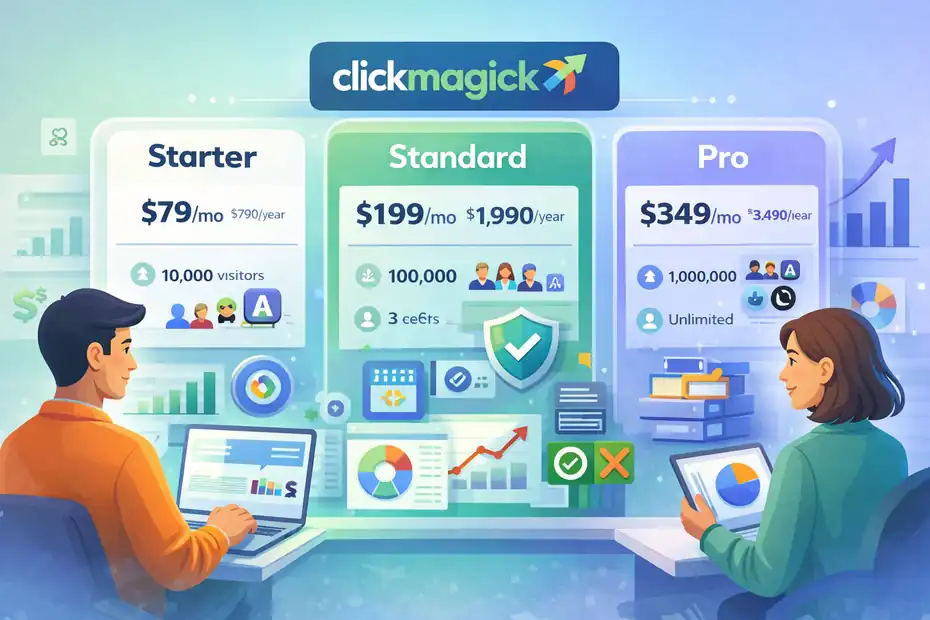 An informative illustration about ClickMagick Pricing Explained Which Plan Saves Money