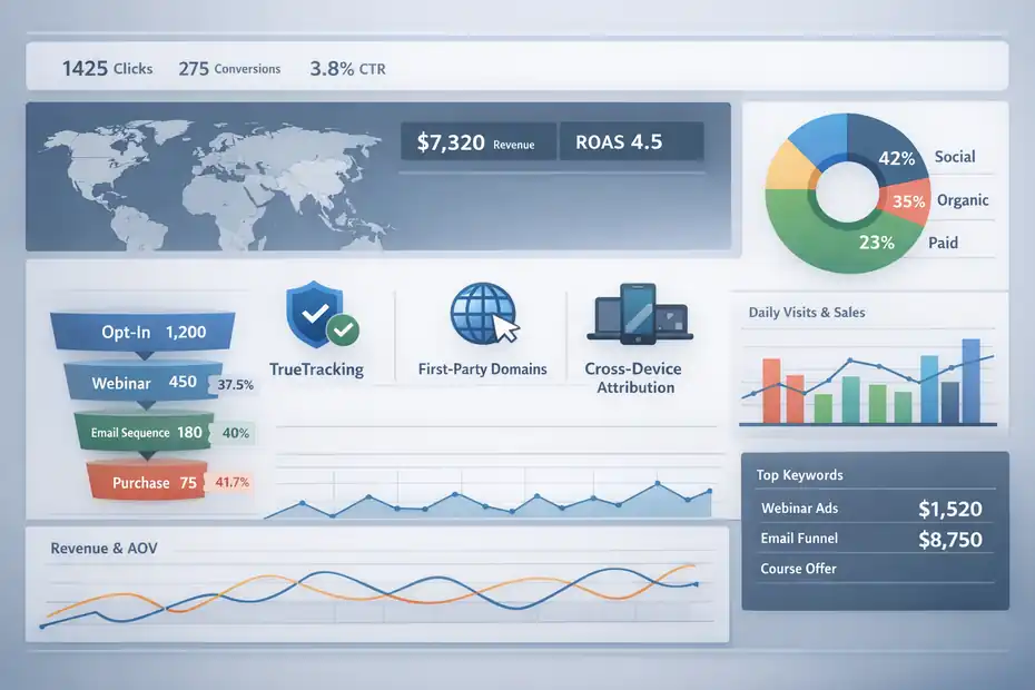 ClickMagick Features Overview: Tools That Boost ROI Fast An informative illustration about
Core Tracking And Attribution Features