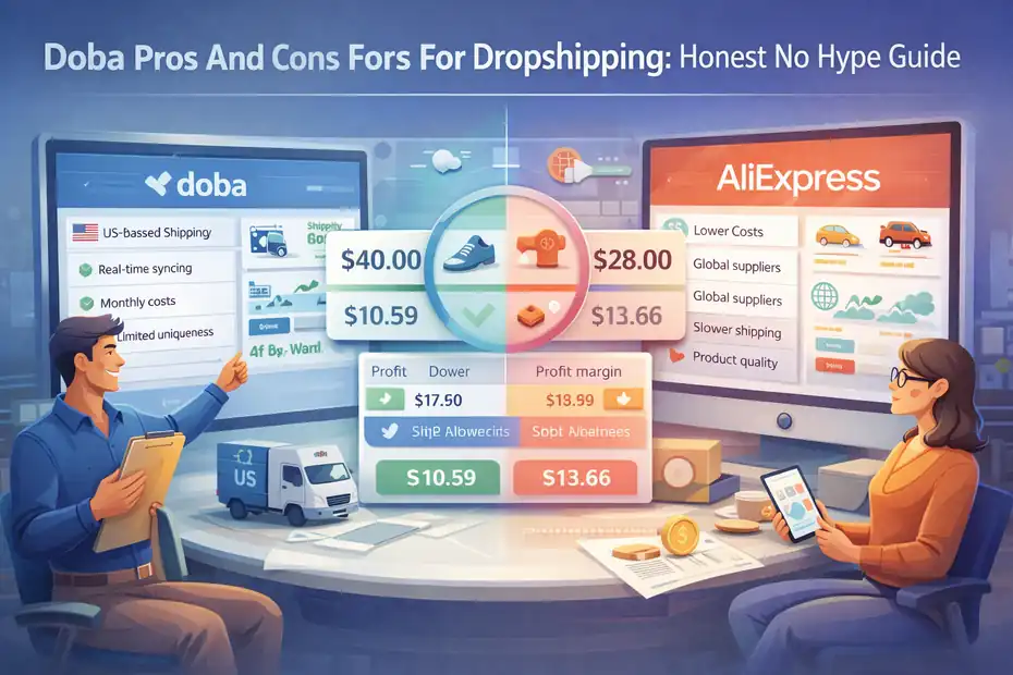 An informative illustration about Doba Pros And Cons For Dropshipping: Honest No Hype Guide