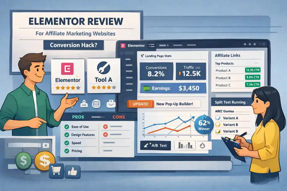 An informative illustration about Elementor Review For Affiliate Marketing Websites: Conversion Hack?