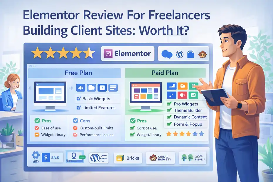 An informative illustration about Elementor Review For Freelancers Building Client Sites: Worth It?