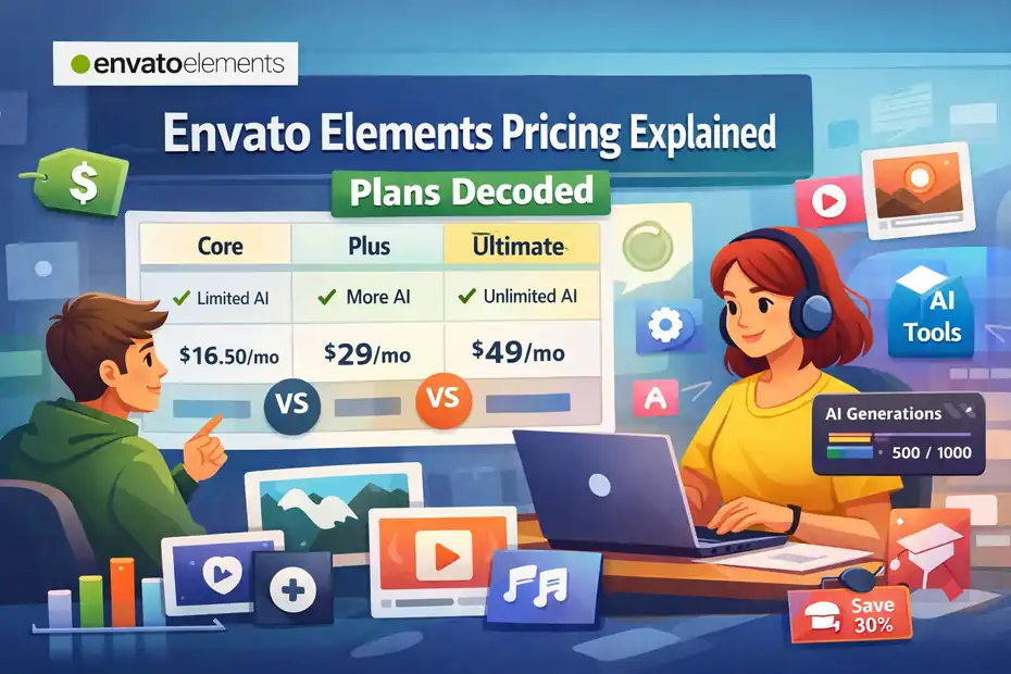 An informative illustration about Envato Elements Pricing Explained: Plans Decoded