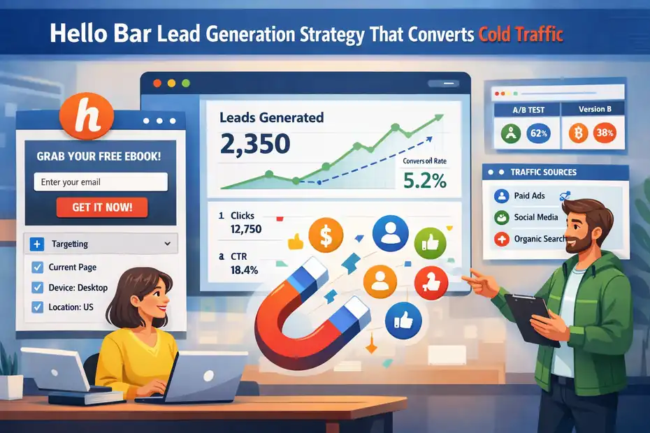 An informative illustration about Hello Bar Lead Generation Strategy That Converts Cold Traffic