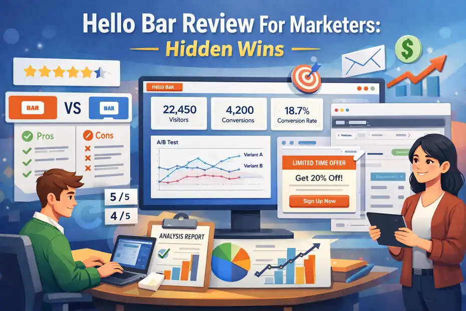An informative illustration about Hello Bar Review For Marketers: Hidden Wins