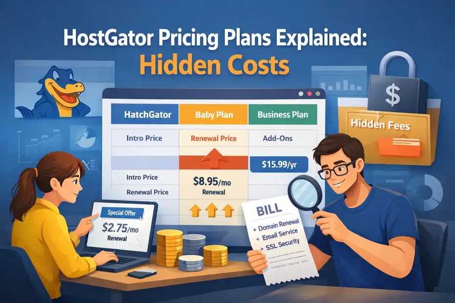 An informative illustration about HostGator Pricing Plans Explained: Hidden Costs