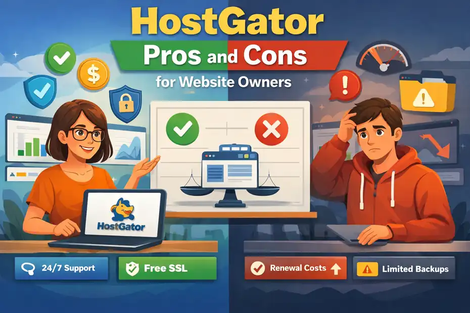 An informative illustration about HostGator Pros And Cons For Website Owners