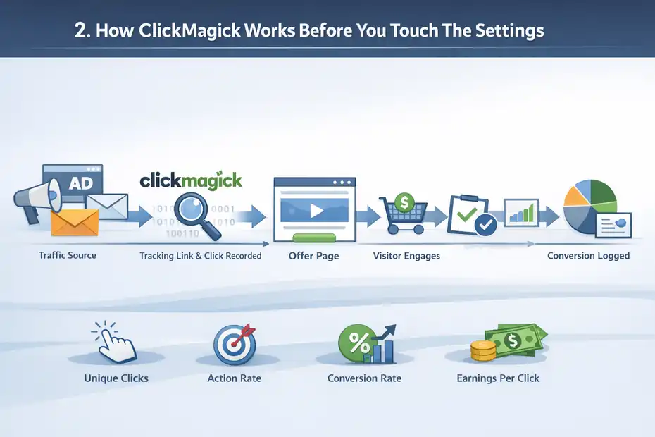 An informative illustration about
How ClickMagick Works Before You Touch The Settings