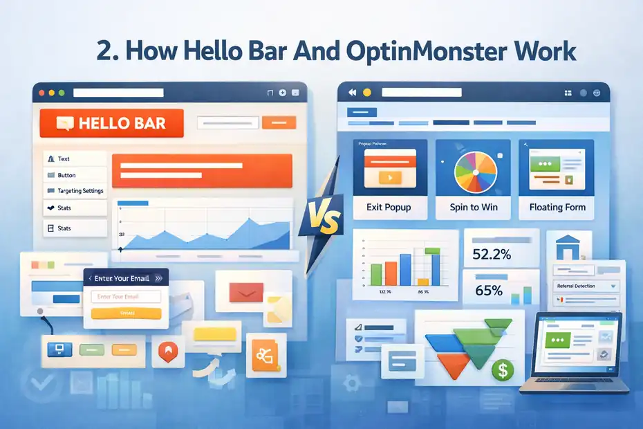 An informative illustration about
How Hello Bar And OptinMonster Work