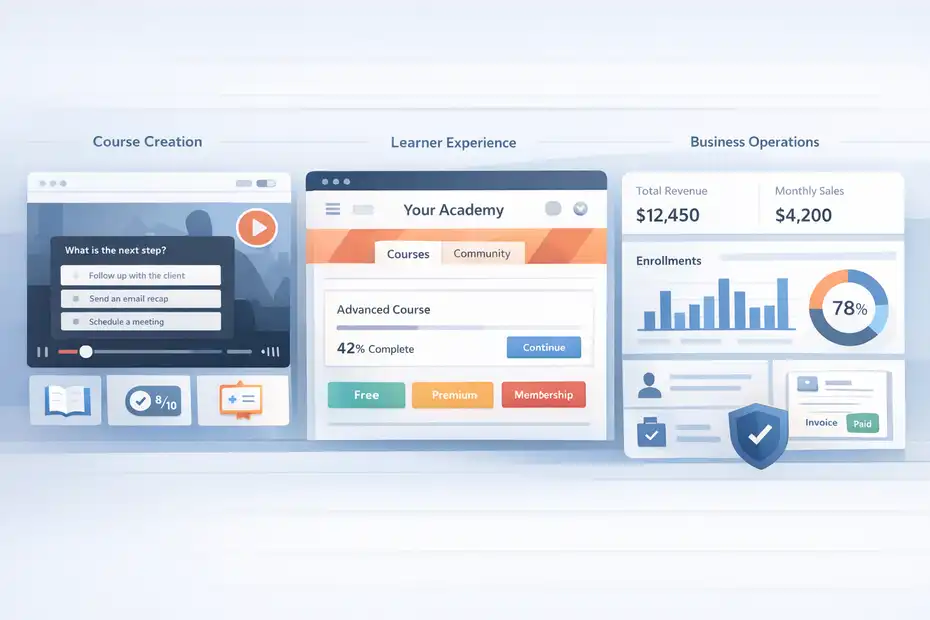 An informative illustration about
How LearnWorlds Works For A Real Course Business
