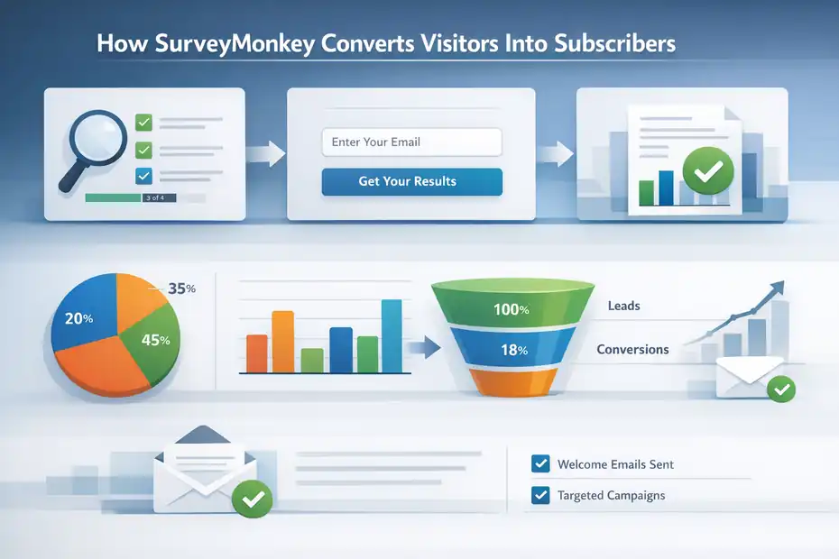 An informative illustration about
How SurveyMonkey Converts Visitors Into Subscribers