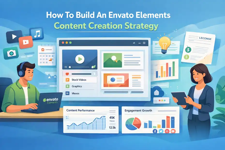 An informative illustration about How To Build An Envato Elements Content Creation Strategy