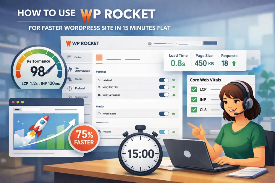 An informative illustration about How To Use WP Rocket For Faster WordPress Site In 15 Minutes Flat