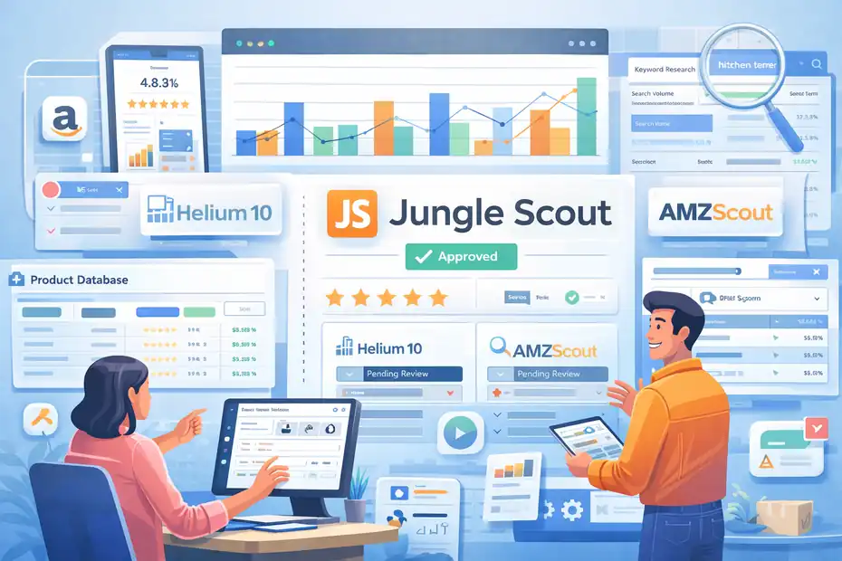 An informative illustration about Jungle Scout Review For Small Amazon Brands: Scale Or Stall?