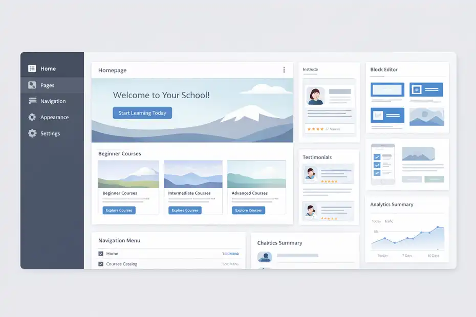 An informative illustration about
Learn The Site Builder And School Design Area