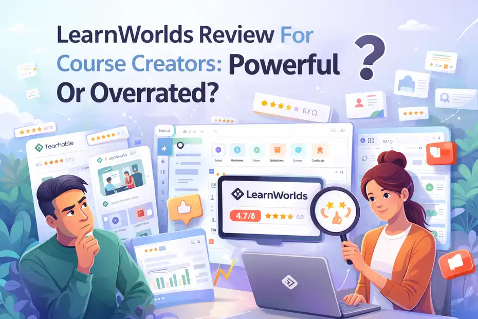An informative illustration about LearnWorlds Review For Course Creators: Powerful Or Overrated?