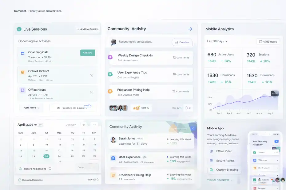 An informative illustration about
Live Learning, Community, And Student Engagement Features