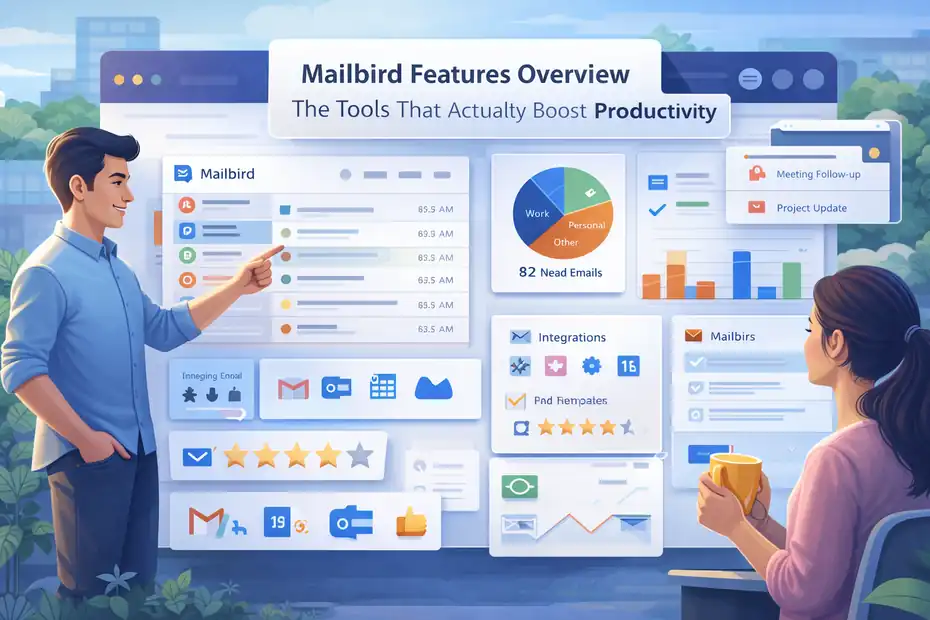 An informative illustration about Mailbird Features Overview: The Tools That Actually Boost Productivity