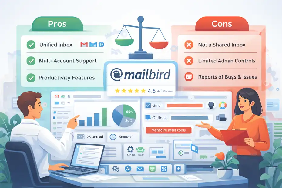 An informative illustration about Mailbird Pros And Cons For Business Users: Does It Scale With Your Team?