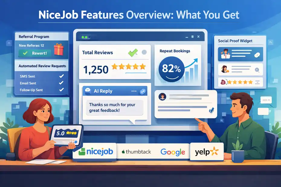 An informative illustration about NiceJob Features Overview: What You Get