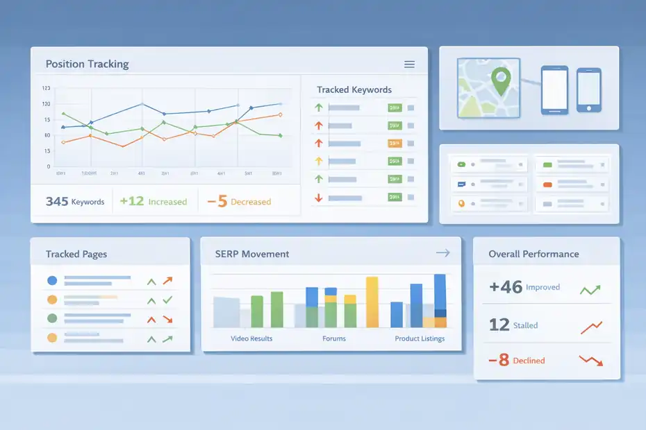 Serpstat Features Overview: Tools That Actually Help An informative illustration about
Rank Tracking Features That Show What Is Improving Or Slipping
