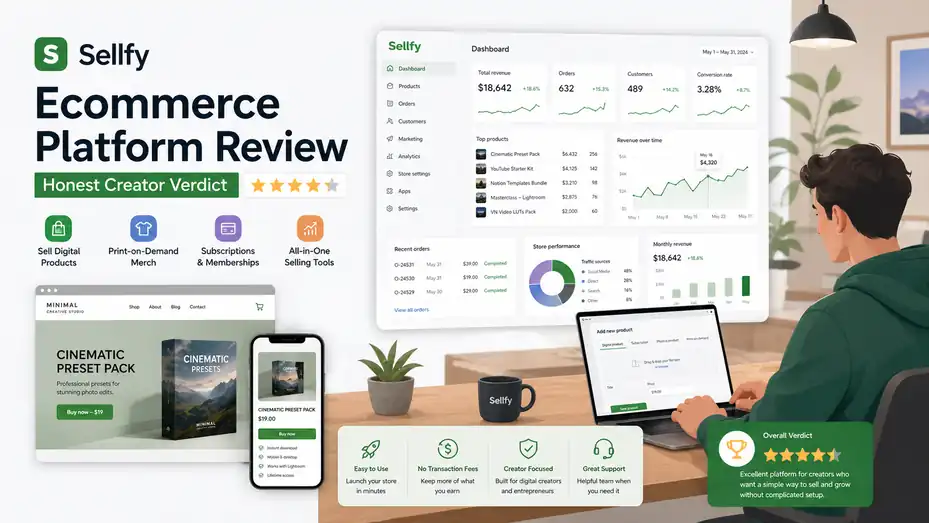 An informative illustration about Sellfy Ecommerce Platform Review: Honest Creator Verdict