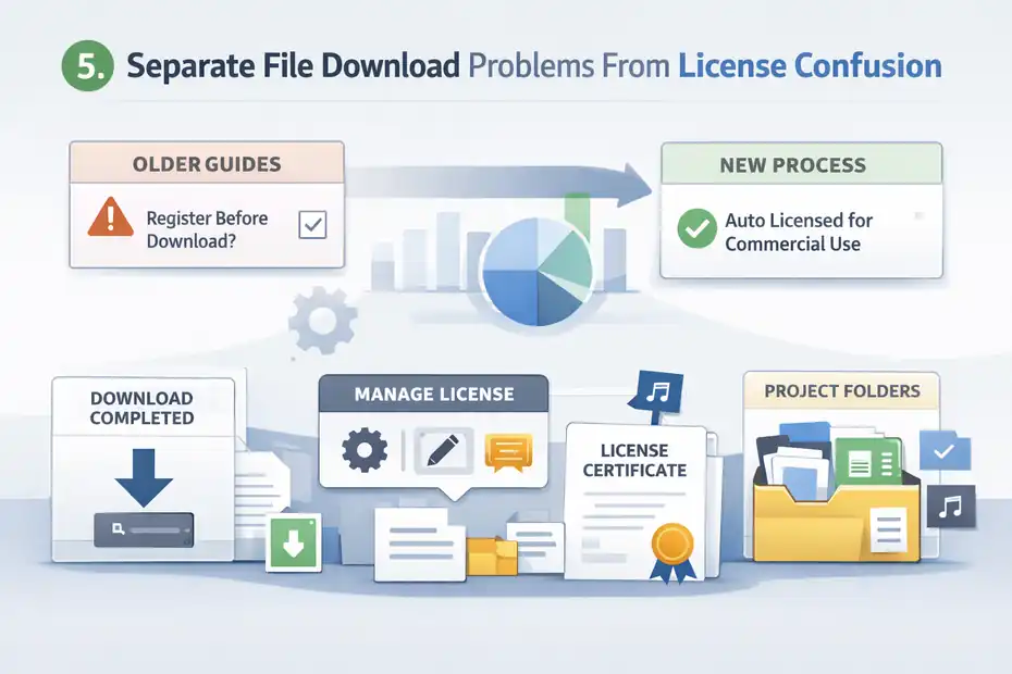 An informative illustration about
Separate File Download Problems From License Confusion