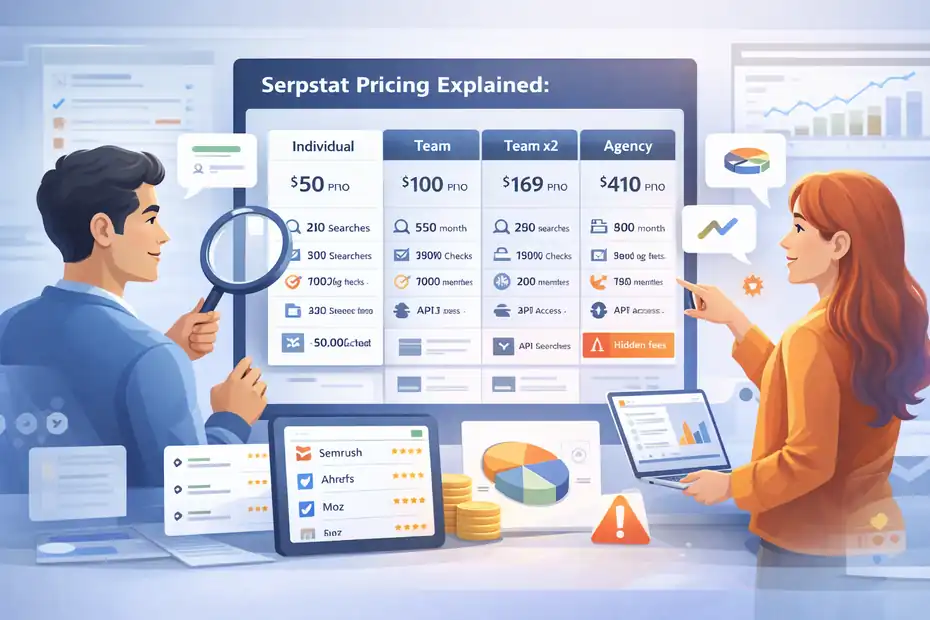 An informative illustration about Serpstat Pricing Explained: Plans, Costs, Hidden Fees