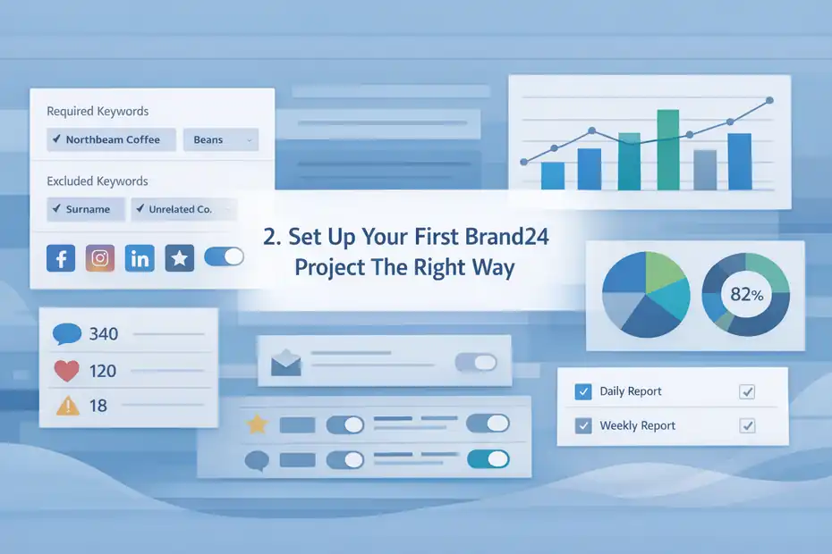 An informative illustration about
Set Up Your First Brand24 Project The Right Way