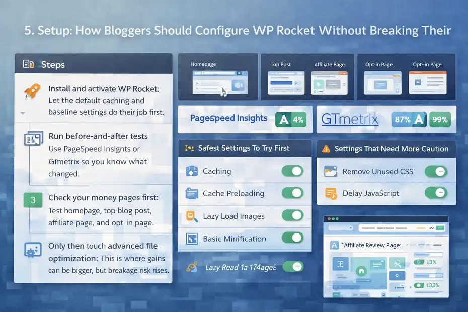 An informative illustration about
Setup: How Bloggers Should Configure WP Rocket Without Breaking Their Site