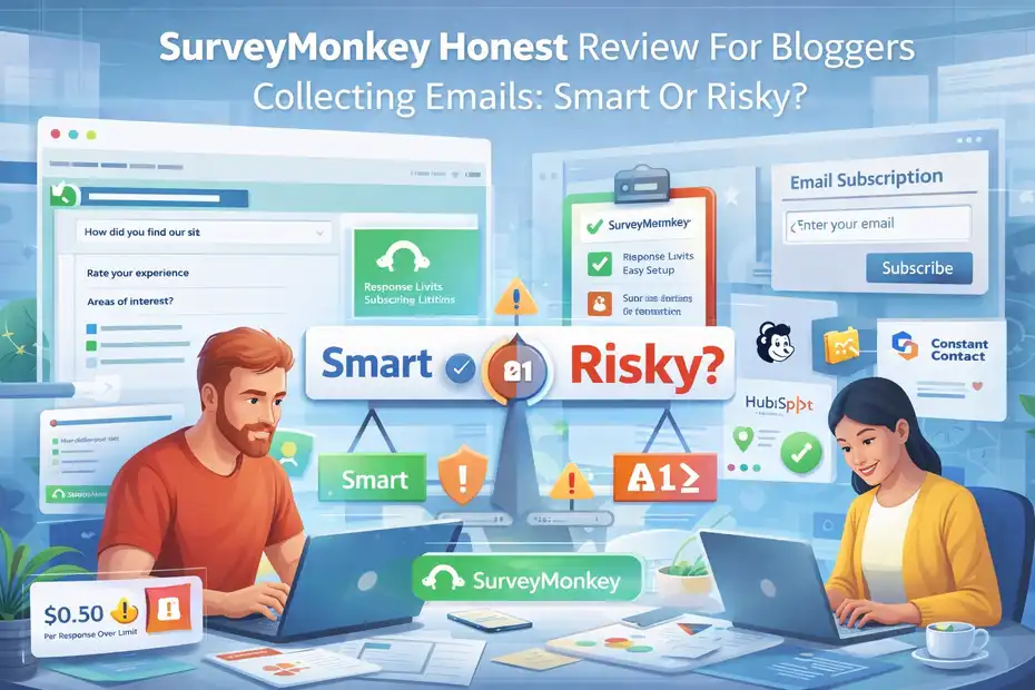 An informative illustration about SurveyMonkey Honest Review For Bloggers Collecting Emails: Smart Or Risky?