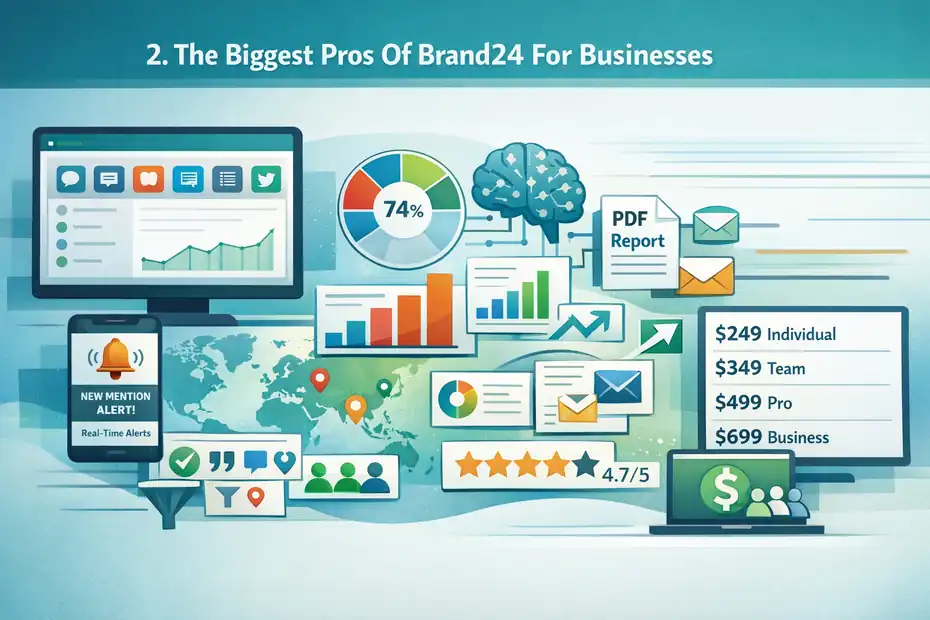 An informative illustration about
The Biggest Pros Of Brand24 For Businesses