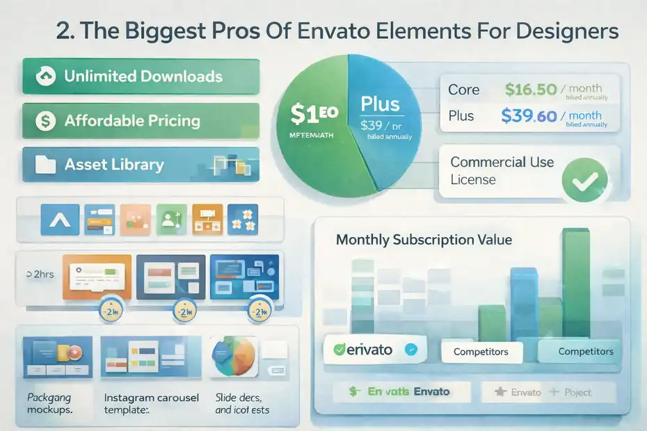 An informative illustration about
The Biggest Pros Of Envato Elements For Designers