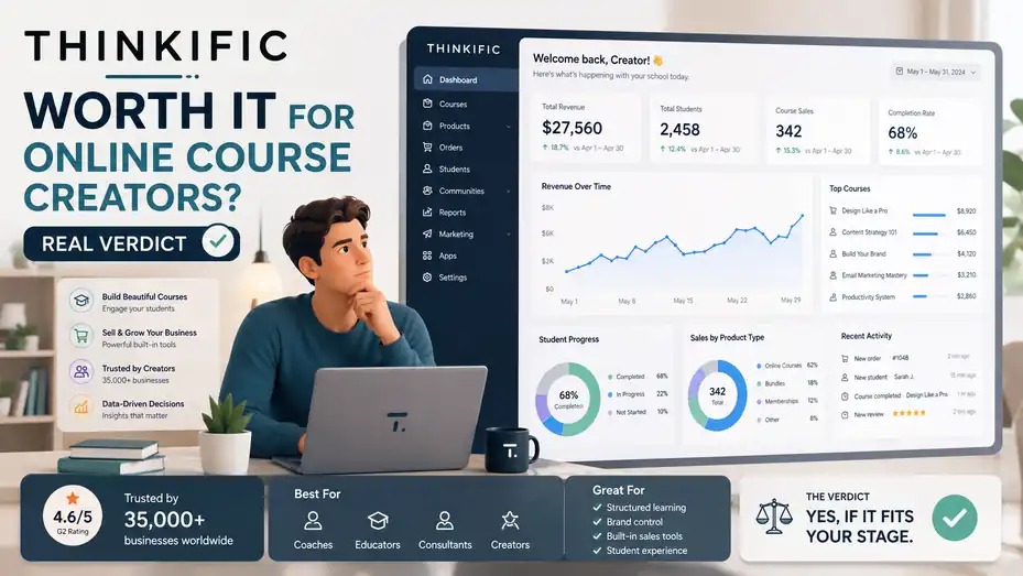 An informative illustration about Thinkific Worth It For Online Course Creators: Real Verdict