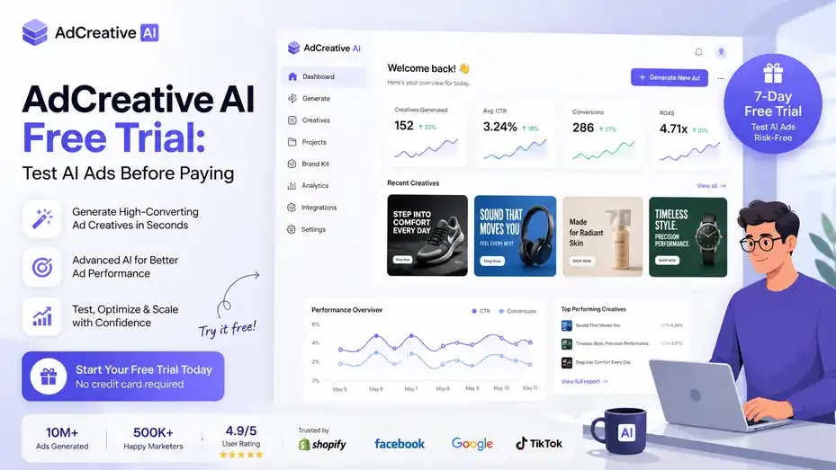 An informative illustration about AdCreative AI Free Trial: Test AI Ads Before Paying