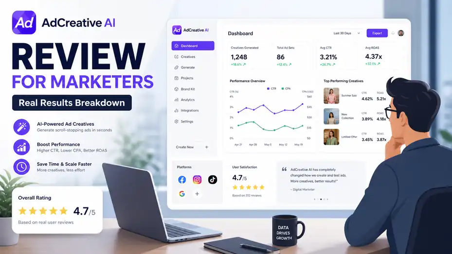 An informative illustration about AdCreative AI Review For Marketers: Real Results Breakdown