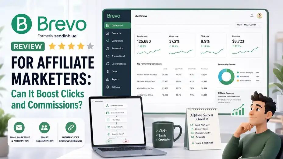An informative illustration about Brevo Review for Affiliate Marketers Can It Boost Clicks and Commissions