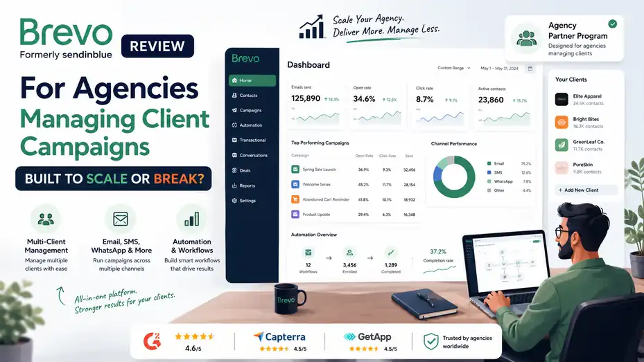 An informative illustration about Brevo Review for Agencies Managing Client Campaigns Built to Scale or Break