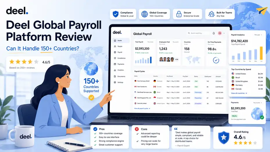 An informative illustration about Deel Global Payroll Platform Review: Can It Handle 150+ Countries?