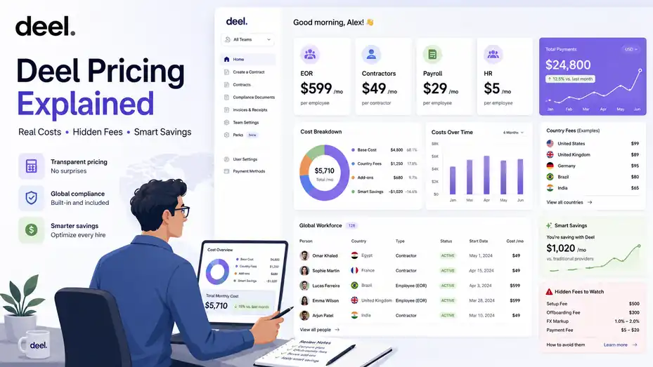 An informative illustration about Deel Pricing Explained: Real Costs, Hidden Fees, Smart Savings