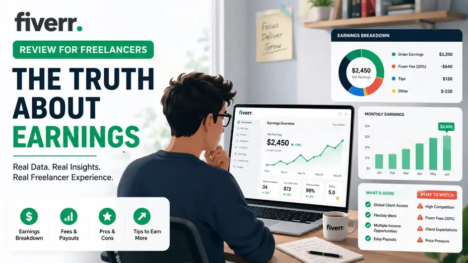 An informative illustration about Fiverr Review For Freelancers: The Truth About Earnings