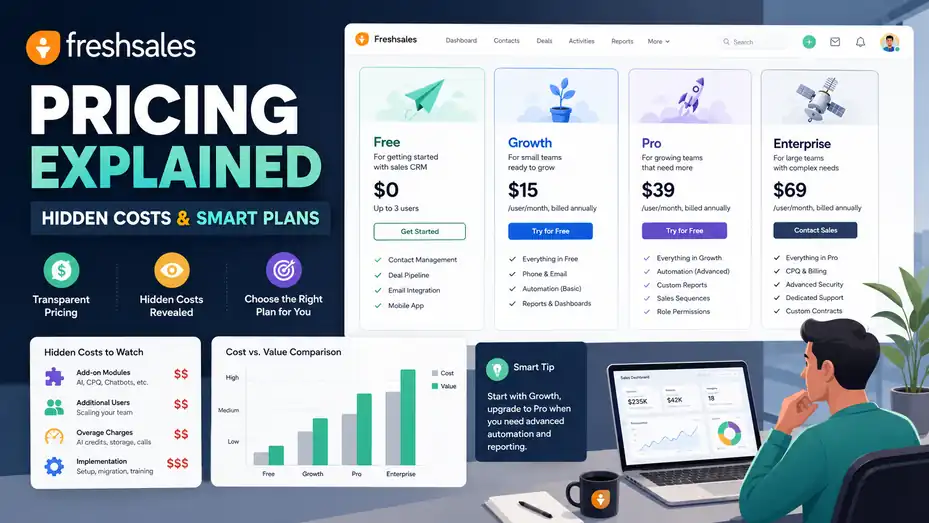 An informative illustration about Freshsales Pricing Explained Hidden Costs And Smart Plans