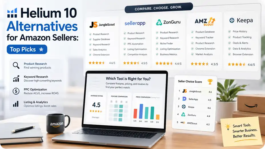 An informative illustration about Helium 10 Alternatives for Amazon Sellers: Top Picks