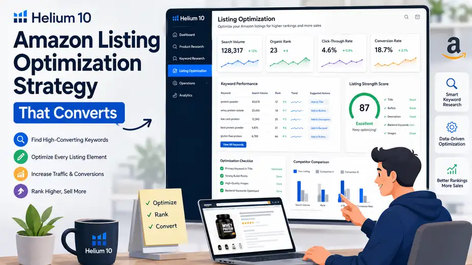 An informative illustration about Helium 10 Amazon Listing Optimization Strategy That Converts